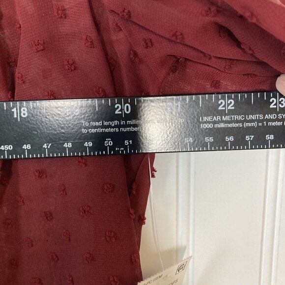 Style & Co NWT Womens Med Eyelet Red 2-pc 3/4 Bell Sleeve Velvet Sheer Tunic Top - Picture 10 of 13